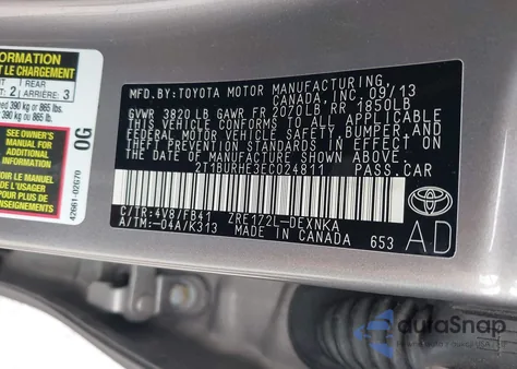 2014 Toyota Corolla Le z USA, uszkodzony, nr VIN 2T1BURHE3EC024811